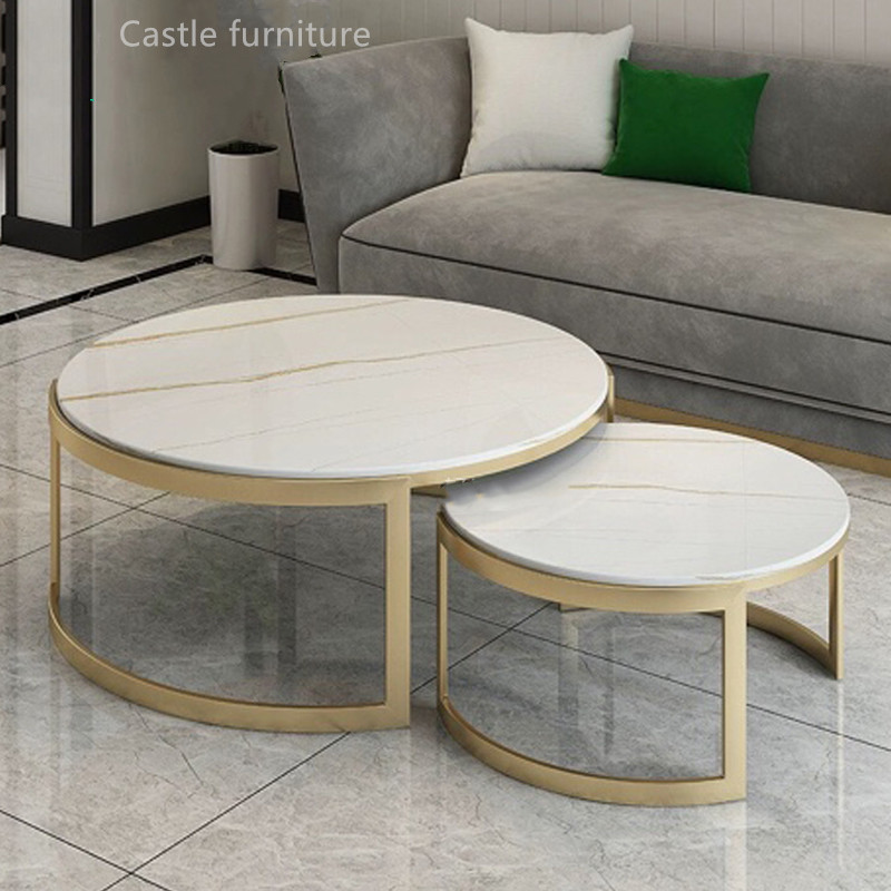 Marble and stainless steel coffee table